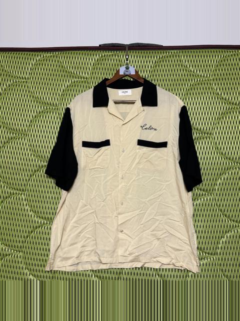 CELINE Celine Off-White Black Cuban Collar Viscose Shirt