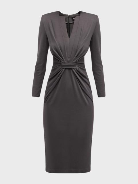 GIORGIO ARMANI Tab-Front Gathered Jersey Sheath Dress