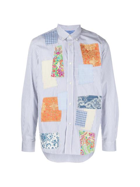 Junya Watanabe MAN button-down patchwork cotton shirt