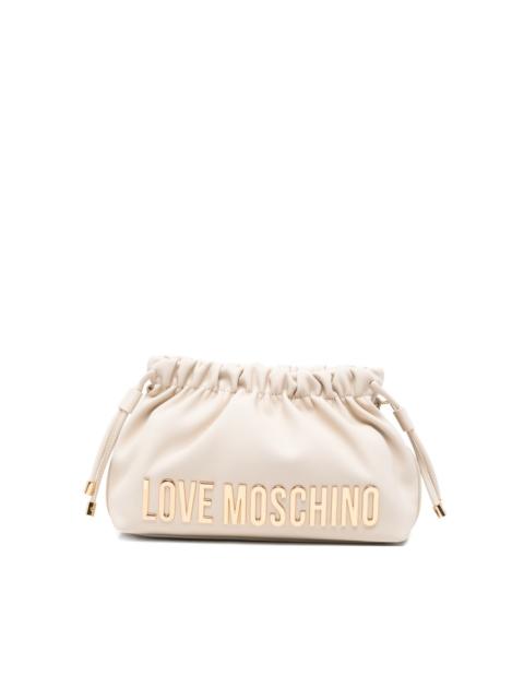 Moschino gathered logo-detail clucth bag