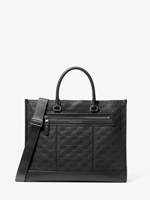 MICHAEL KORS Jet Set Logo Embossed Leather Tote Bag
