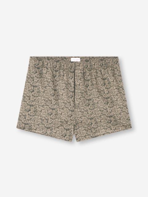 Derek Rose Ledbury Cotton Batiste Modern Fit Boxers Camo Green Camo Rose