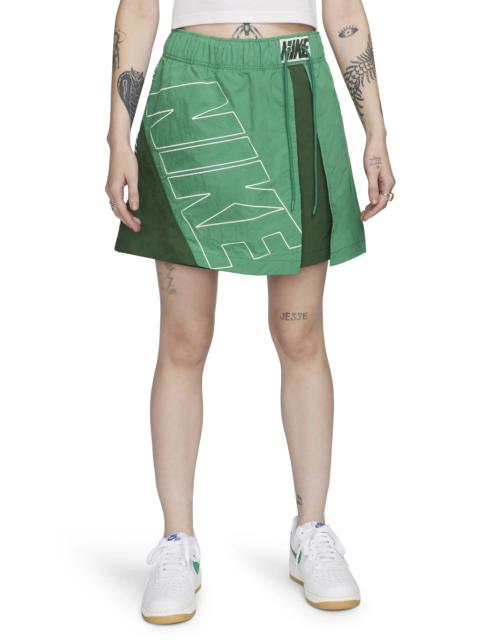 Tracksuit Drawstring Waist Skirt in Malachite/Fir/Sail