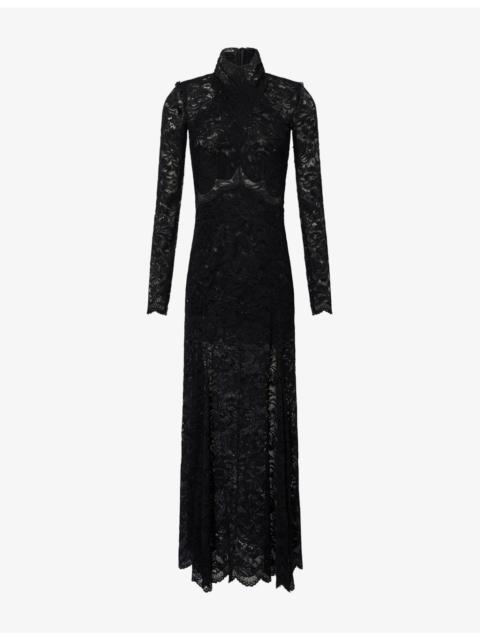 rabanne Lace Long-Sleeves Stretch-Woven Maxi Dress