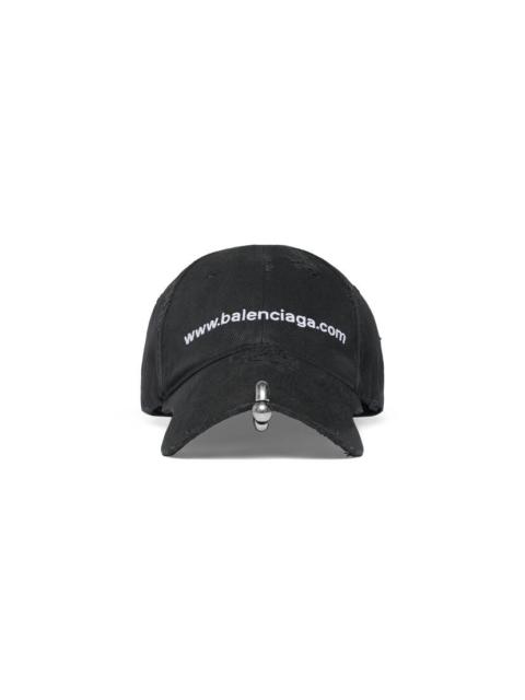 BALENCIAGA Bal.com Front Piercing Cap in Black Faded