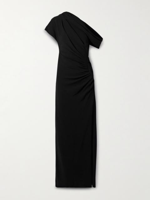 SIMKHAI Kally One-shoulder Draped Pleated Crepe Gown
