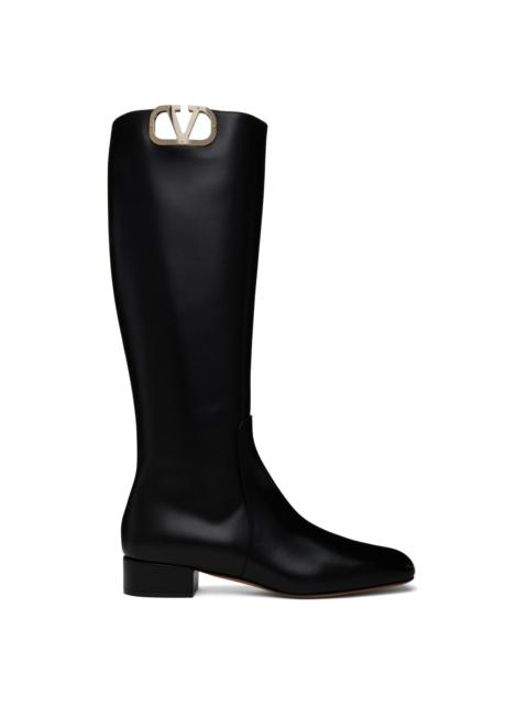 Valentino Black VLogo Tall Boots