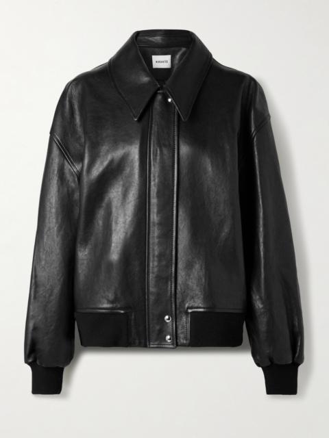 KHAITE Shelman Leather Bomber Jacket
