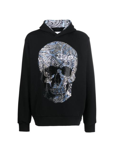 rhinestone-embellished skull hoodie