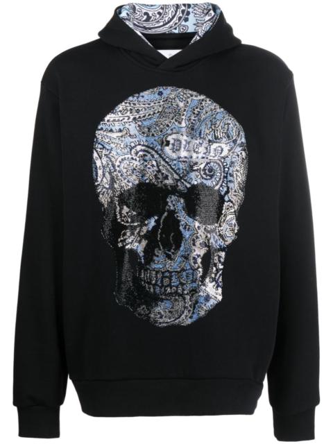 PHILIPP PLEIN rhinestone-embellished skull hoodie