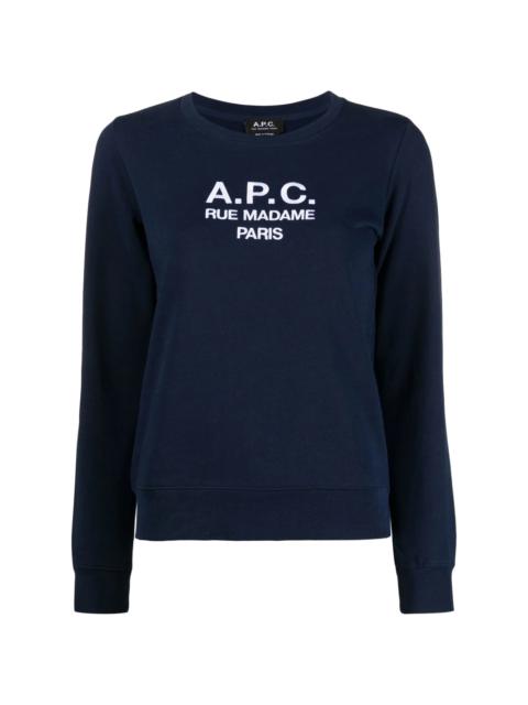 A.P.C. Tina logo-embroidered cotton sweatshirt