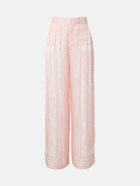 Balmain Printed satin palazzo pants