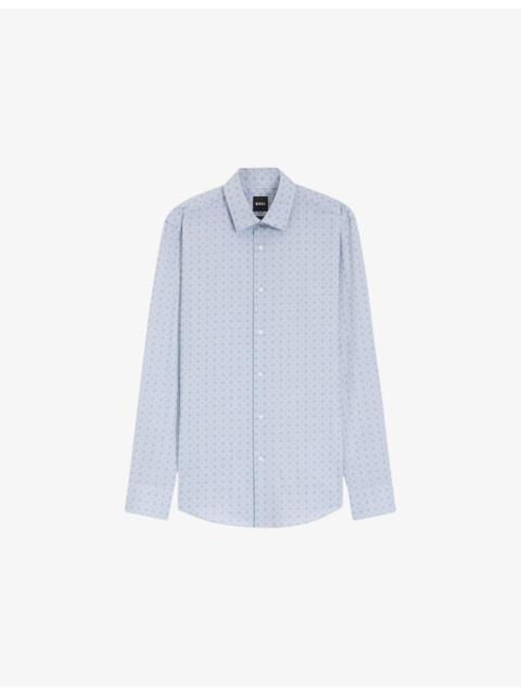 BOSS Graphic-Pattern Slim-Fit Cotton-Blend Shirt