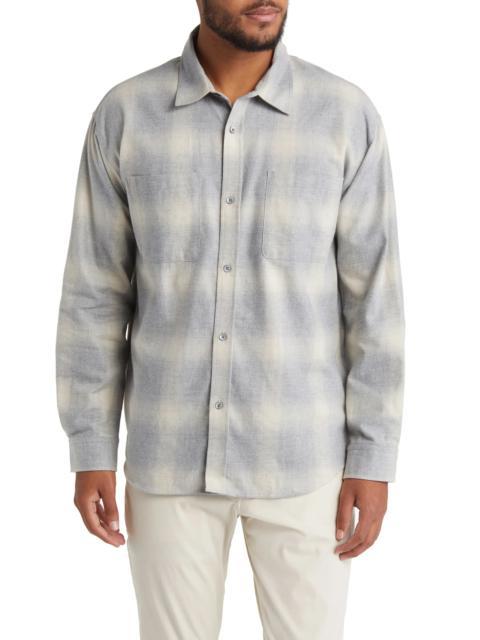 FRAME Plaid Cotton Flannel Button-Up Shirt in Grey/Oatmeal Plaid