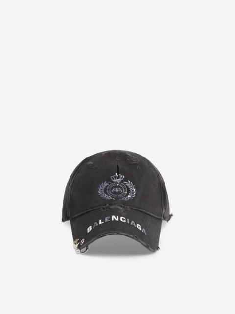 BALENCIAGA Men's Bb Laurel Destroyed Piercing Cap in Black
