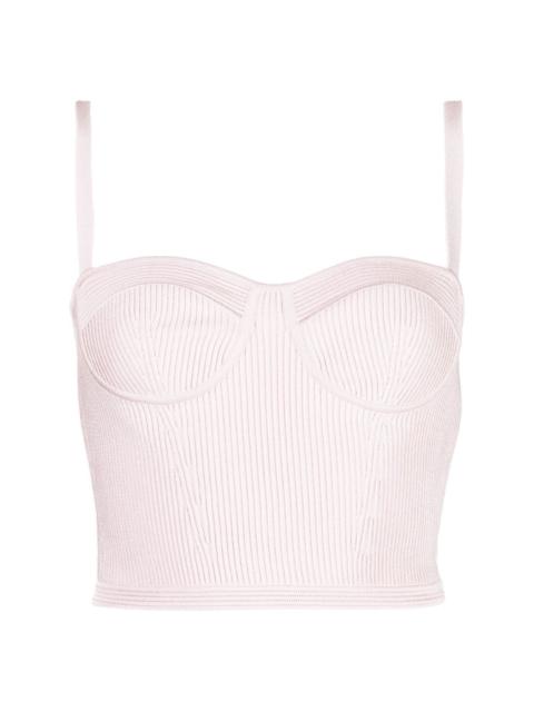 rib-knitted bustier crop top