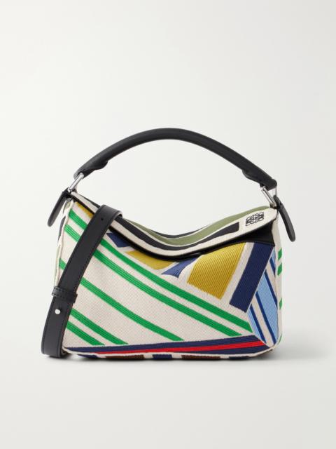Loewe Puzzle Edge Small Leather-Trimmed Embroidered Canvas Messenger Bag