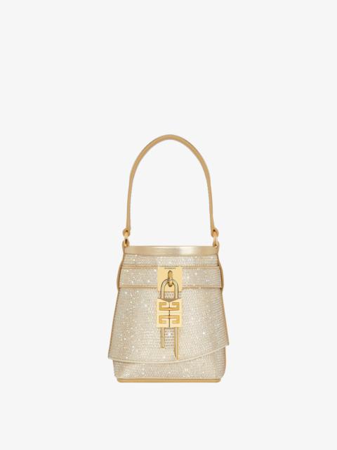 Givenchy MICRO SHARK LOCK BUCKET BAG IN SATIN WITH STRASS