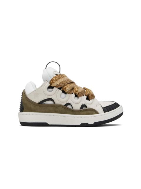 Lanvin Off-White & Khaki Curb Leather Sneakers
