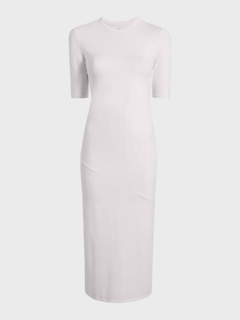 Another Tomorrow Fitted Midi Dress w/ Elbow Sleeves