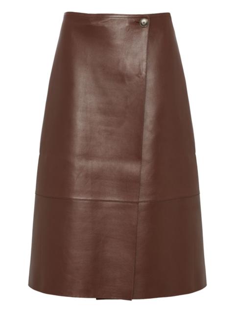 Yves Salomon leather wrap midi skirt