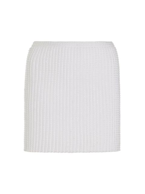 Alexander Wang Crystal-Embellished Ribbed-Knit Mini Skirt white