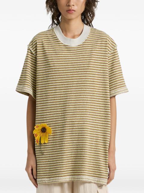 Song for the Mute striped-pattern flower T-shirt