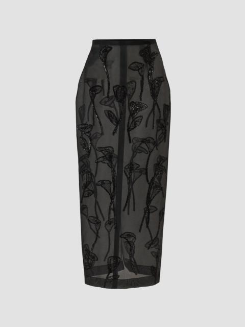 CAROLINA HERRERA Women's Embellished Floral Silk Chiffon Pencil Skirt - Black
