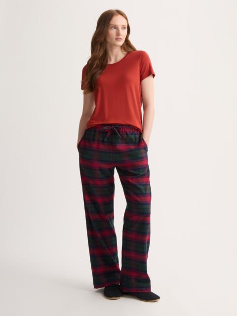 Derek Rose Women's Lounge Pants Kelburn Brushed Cotton Burgundy Red & Green Check