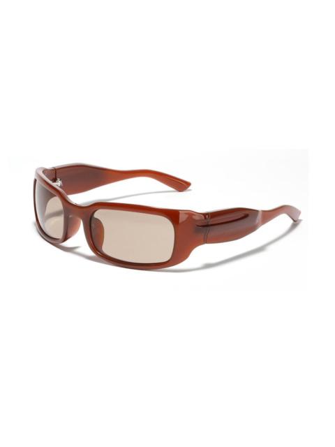 Other brands Japanese Brand - Vtg Y2k Avant Garde Futuristic Caramel Rectangle Sunglasses