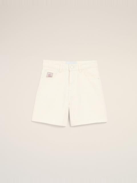 AMI Paris WHITE COTTON SHORTS WITH AMI PARIS HERITAGE LABEL