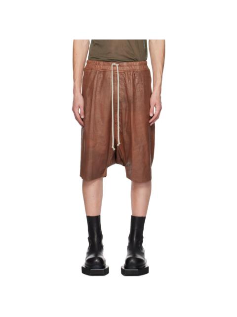 Rick Owens Red Megablister Leather Shorts