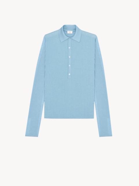 SAINT LAURENT POLO IN FLAT-RIB CASHMERE, WOOL, AND SILK