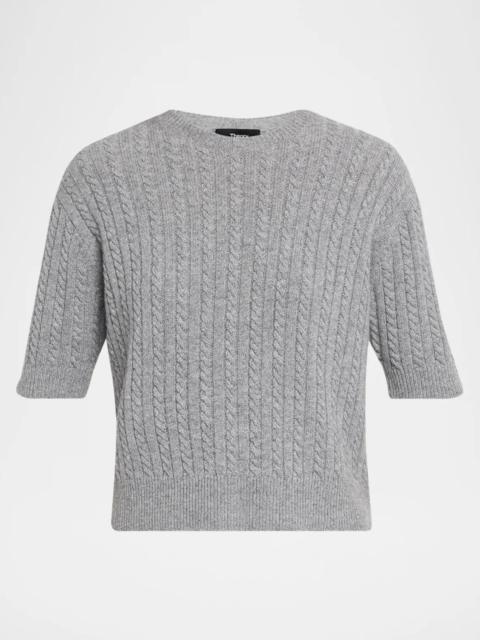 Theory Cashmere Short-Sleeved Crop Sweater