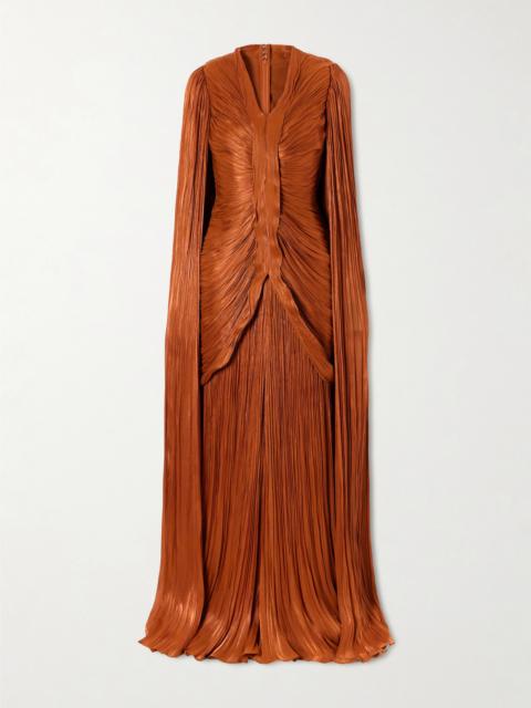 MARMAR HALIM Pleated Ruched Satin Gown
