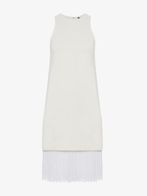 Bi-Stretch Crepe Fringe Dress