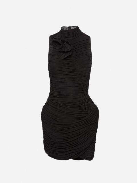 MAGDA BUTRYM High-neck draped mini dress in black