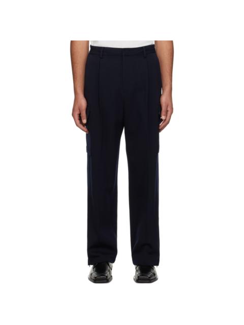 Navy Creased Cargo Pants