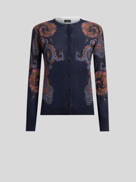 Etro SILK AND CASHMERE CARDIGAN WITH PLACED PAISLEY PRINT