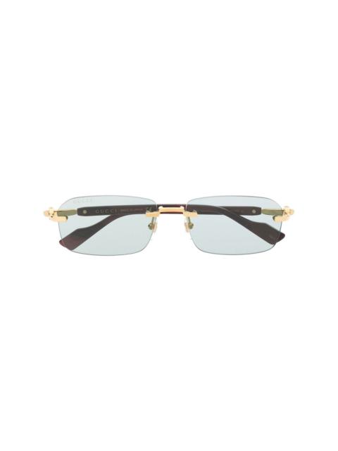 GUCCI rimless rectangle-frame sunglasses