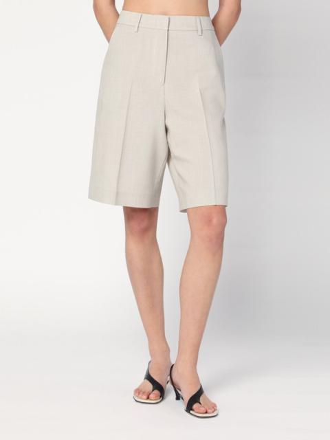 Beige mélange wool-blend bermuda