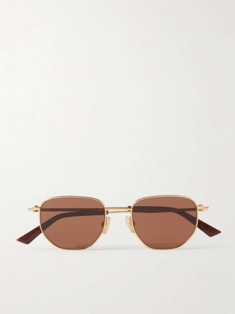 Bottega Veneta Round-Frame Gold-Tone Sunglasses