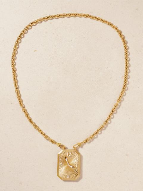 MARIE LICHTENBERG Thinking Of You Engraved 18-karat Gold Diamond Necklace