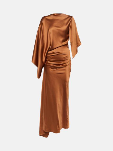 Cusco draped silk satin maxi dress