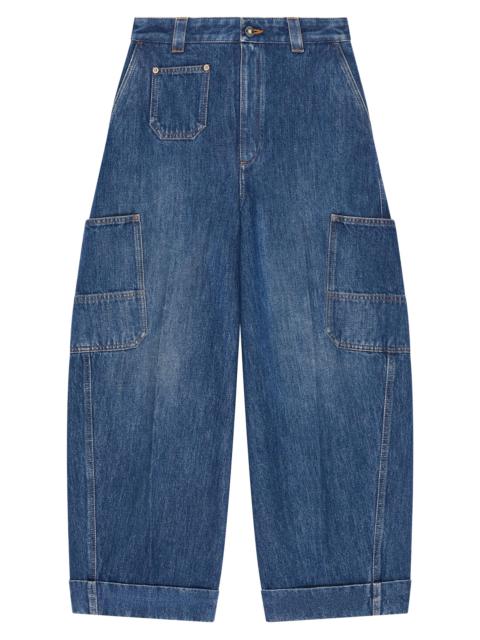 Givenchy Women's Cropped Cocoon Cargo Jeans - Medium Blue