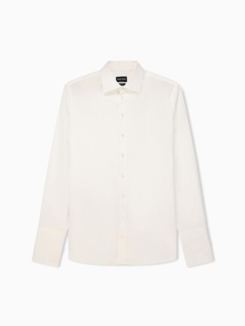 GIORGIO ARMANI Regular-fit shiny-effect cotton shirt
