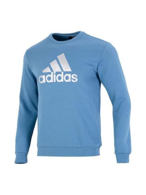 Men's adidas Mh Crew Swt Athleisure Casual Sports Logo Round Neck Autumn Sky Blue HM2963