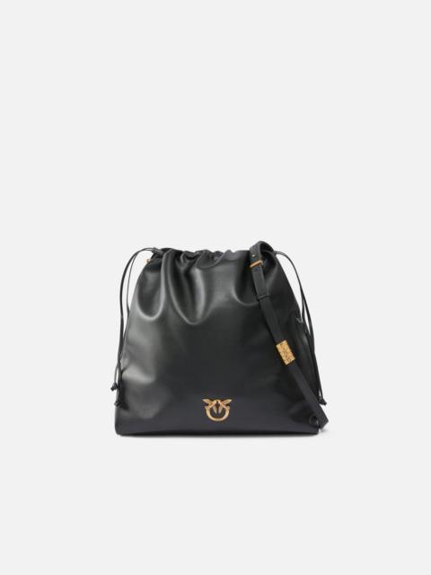 PINKO LEATHER MINI SLOUCHY BAG WITH LOVE BIRDS LOGO