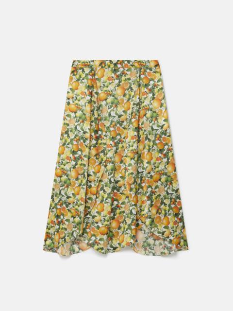 Lemon Print Split Hem Skirt
