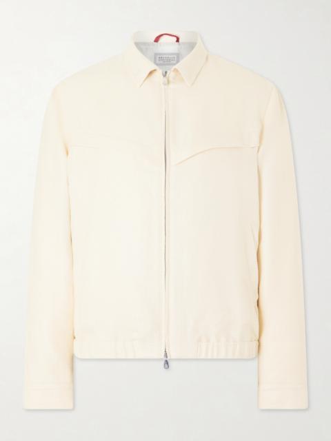 Brunello Cucinelli Herringbone Wool, Silk and Linen-Blend Blouson Jacket